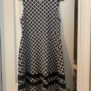 Navy and white printed dress